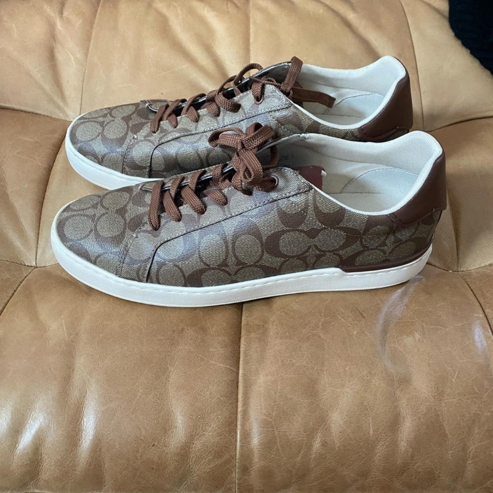 Coach Brown and White Sneakers Sleek Low-Top Design - Picture 2 of 6